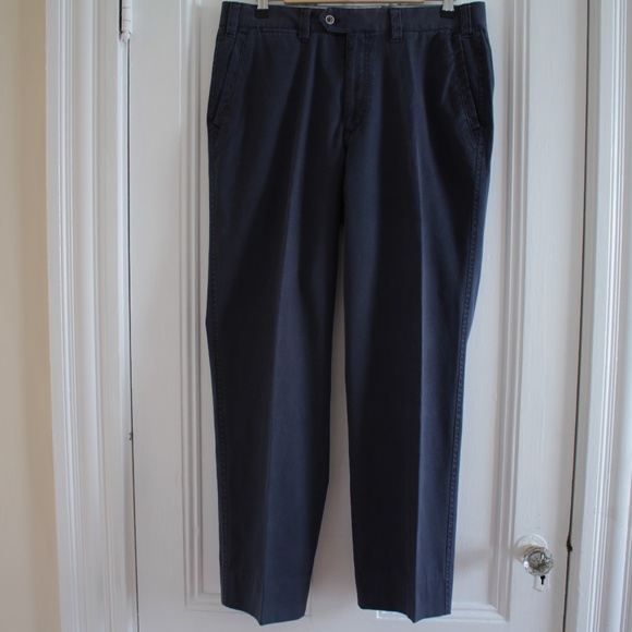 Drinkwater's Cambridge Hiltl Cotton Navy Blue Dress Pants Romania Made Size 34 - Picture 1 of 14